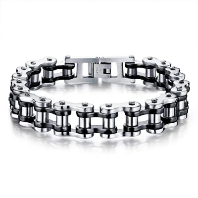 Imagen de ATEIELLI Pulsera de Acero inoxidable para moto, cadena color plata B301, One Size,