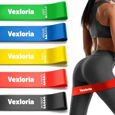 Imagen de Vexloria Bandas de Resistencia Set 5, Loops Ejercicio con 5 Niveles Resistencia. Incluye Bolsa Transporte, Ideal para Casa, Gimnasio, Yoga y Entrenamiento