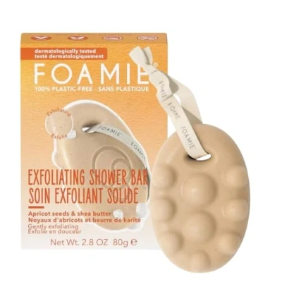Imagen de Gel de ducha solido Foamie exfoliante corporal e hidratante con semillas albaricoque y manteca karité 100% vegano sin plástico 80 g