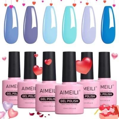 Imagen de AIMEILI Esmaltes Semipermanentes para Uñas en Gel UV LED, Kit de Pintauñas Permanente Soak Off 6 Colores 10ml Set 32