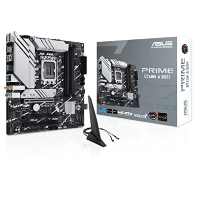 Imagen de ASUS PRIME B760M A Placa base WiFi Intel LGA 1700 (Intel B760, mATX, memoria DDR5, PCIe 4.0, 2 M.2, 6, Aura Sync), negro