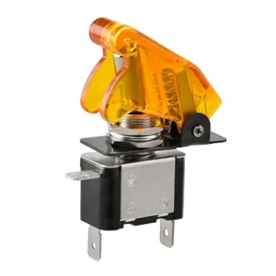 Imagen de Heschen Interruptor de palanca metal, 12V 20A, SPST, ON/OFF, 2 posiciones, pines, con tapa impermeable (Amarillo transparente)