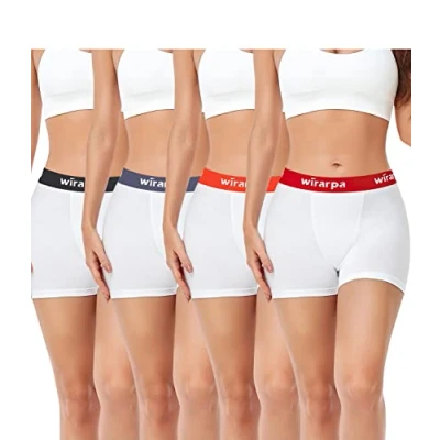 Imagen de wirarpa Boxer Mujer Pantalon Antirozaduras Algodon Bragas Culotte Shorts 3&#039;&#039; Inseam Pack de 4 Blanco Talla L