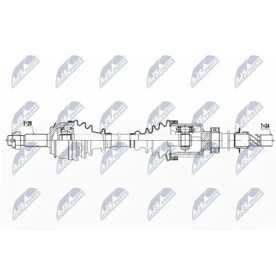 Imagen de NTY NPW RE 126 Árbol de transmisión Eje delantero, derecha 1009, 381 RENAULT: Kadjar