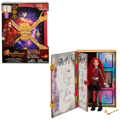 Imagen de Mattel Disney Los Descendientes: El ascenso de Red, Red y Libro Cocina para Hechiceros, Muñeca con set juego slime, inspirado en la película, juguete regalo niños niñas +4 años, HWH95