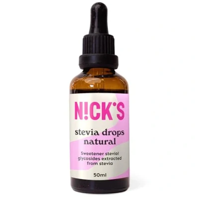 Imagen de NICKS Stevia Líquida Gotas Natural Sin Sabor (50ml) Edulcorante Líquido Cero Calorías Dieta Keto Estevia Azúcar Glutin Low Carb Drops