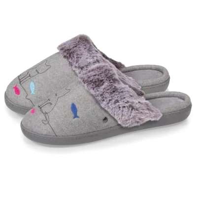 Imagen de Isotoner Zapatillas para mujer, ultra cómodas y ligeras, suela con memoria de forma, gris multicolor, 39 EU