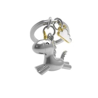 Imagen de O meta[l]morphose METALMORPHOSE MTM119 01 Llavero unicornio plateado con encanto nube dorado y blanco, plata, talla única,