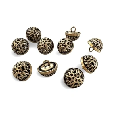 Imagen de 10 unidades de 13 mm pequeños botones metal dorado con ojales