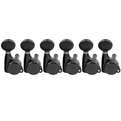 Imagen de Musiclily Pro 6 en Línea Clavijas Bloqueo de Guitarra Clavijeros Ratio 18:1 para Eléctrica Strat Tele, Negro con Botones Ovales Vintage