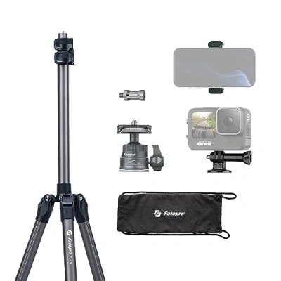 Imagen de Fotopro 208 CM Trípode de Pie Luz Alto con Cabeza Bola 360 Montaje Teléfono Anillo Resistente Ligero para Camrea Tamaño Plegado 44CM