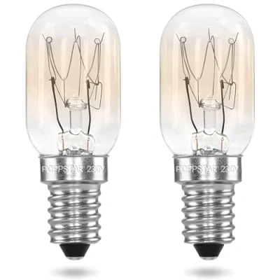 Imagen de Poppstar 2 piezas Bombilla para frigorífico E14 15W, Luz nevera, máquina de coser, congelador, lámpara sal (2700K blanco cálido, 150 lumen)