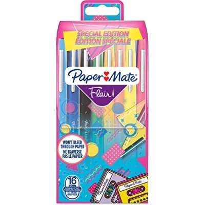 Imagen de Paper Mate Flair rotuladores punta mediana (0,7 mm) colores Retro surtidos paquete de 16