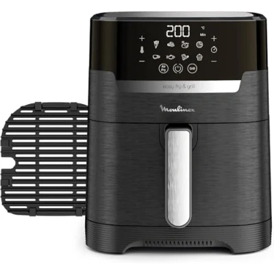 Imagen de Moulinex Easy Fry &amp; Grill 4.2L EZ5058 Freidora de Aire Sin Aceite 2 en 1 para Freír o a la Parrilla, Pantalla Digital Táctil, 8 Programas Comidas Sanas, App 125 recetas, Negro, hasta 6 personas