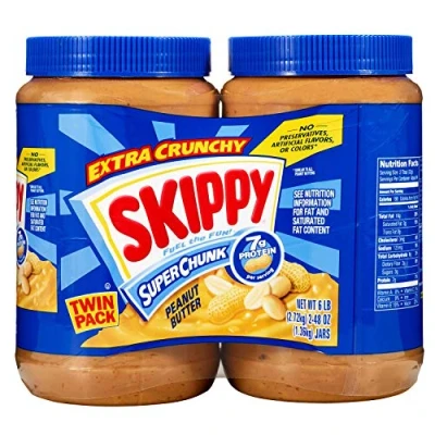 Imagen de Skippy Extra Crunchy Peanut Butter Super Chunk Twin Pack Two 48 Ounce Jars