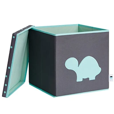 Imagen de STORE.IT 672449 Caja de Juguetes con Tapa, Tortuga, MDF Reforzado, poliéster/MDF, Gris/Azul, 33 x cm