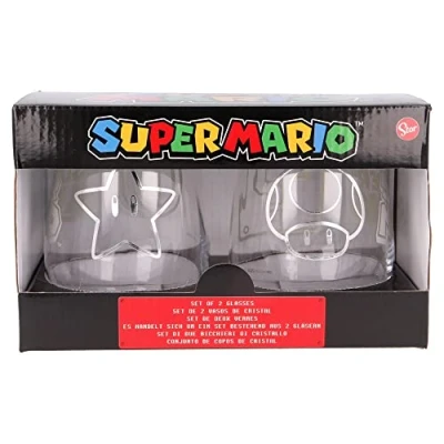 Imagen de Juego de 2 Vasos Agua Cristal 510 ml Super Mario