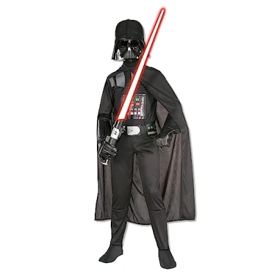 Imagen de Rubies Disfraz Darth Vader Classic para niños y niñas, Jumpsuit impreso con cinturón, cubrebotas, capa máscara moldeada, Oficial Star Wars Navidad, Carnaval, Halloween Fiestas