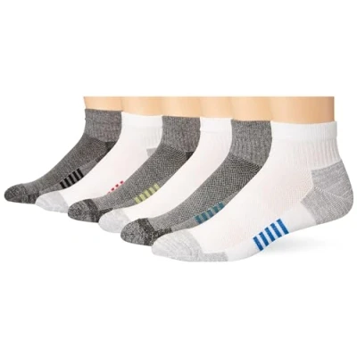 Imagen de Amazon Essentials Calcetines Tobilleros Deportivos, Transpirables, Mezcla de Algodón, Acolchados Hombre, 6 Pares, Blanco/Gris, 46 48