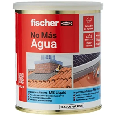 Imagen de fischer Pintura impermeabilizante (cubo 1kg) polímero MS Blanco, resistente al agua y exteriores