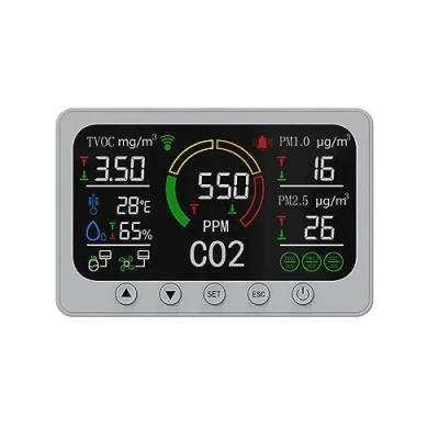 Imagen de Contador de partículas aire Wi Fi inteligente 6 en 1 Monitor Gas CO2 medida PM2.5 PM1.0 TVOC temperatura humedad Sensor calidad del
