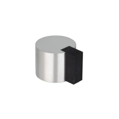 Imagen de EVI Herrajes Tope de Puerta Adhesivo 24 x 19 mm Goma Negra Redondo Acero Inoxidable Acabado Mate Gran Adhesión 100% Funcional Mod. I 193/24