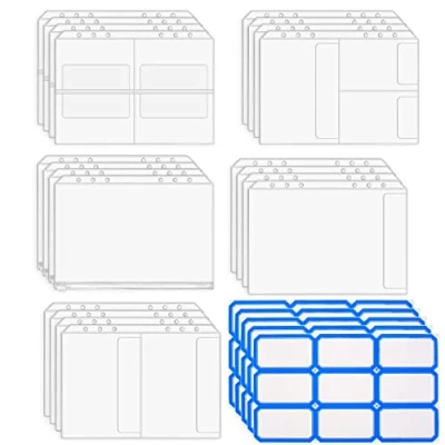 Imagen de 20 Piezas Bolsas A5 de 6 Agujeros PVC Transparente, Carpeta para Carpetas Anillas Carpetas, Cuaderno, Páginas Inserción, Impermeables
