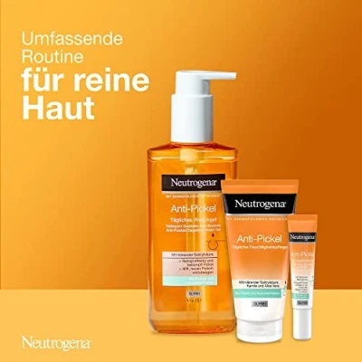 Imagen de Neutrogena set anti espinillas con gel de lavado diario (200 ml), cuidado hidratante sin aceite (50 ml) y SOS So for help (15 el impurezas facial para mujeres