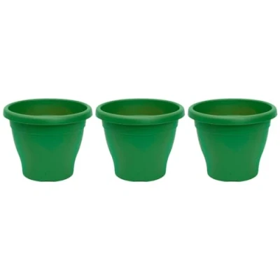 Imagen de AC Pack de 3 Macetas Mediterráneas Plástico Resistente Ideal para el Hogar, Plantas, Jardín, Decoración. Cuidado Plantas Forma Redonda 20 cm Color Verde