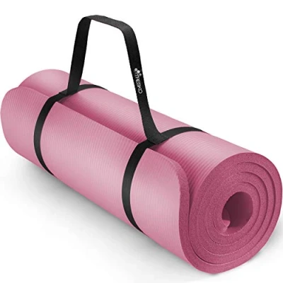 Imagen de TRESKO® Esterilla de fitness 185cm x 60cm para gimnasia, yoga, pilates y cualquier tipo entrenamiento 6 colores diferentes Sin ftalatos Aisla del frío Espuma NBR (Rosa, 185 60 1,5 cm)