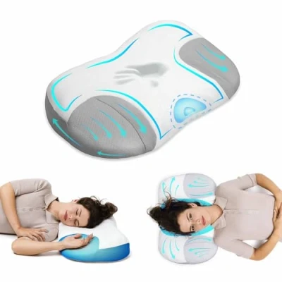 Imagen de almohada ortopédica para hombros y cervicales de espuma viscoelástica cojín cervical un apoyo óptimo 60 x 38 10 cm, los lados, la espalda el vientre