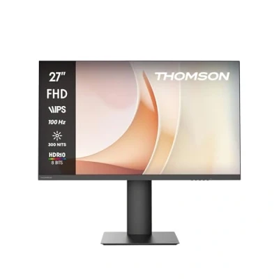 Imagen de THOMSON Monitor Business Full HD de 27 Pulgadas con cámara emergente, Panel IPS 100 Hz, alimentación USB C 65 W, Dos Altavoces, HDMI, Negro, M27FB7C14V