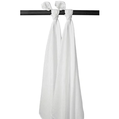 Imagen de Meyco Baby Uni Swaddle Cloths, 2 Piece (Swaddle Muslin Cloths Made of 100% Cotton, Absorbent &amp; Quick Drying, Multifunctional), Blanco
