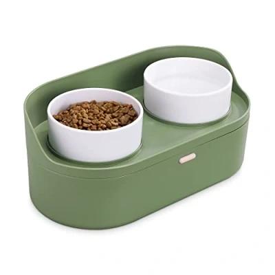Imagen de Navaris Set de Comederos Elevados para Mascotas 2X tazones con Soporte Elevado alimentación Perros y Gatos 2,3 litros Capacidad