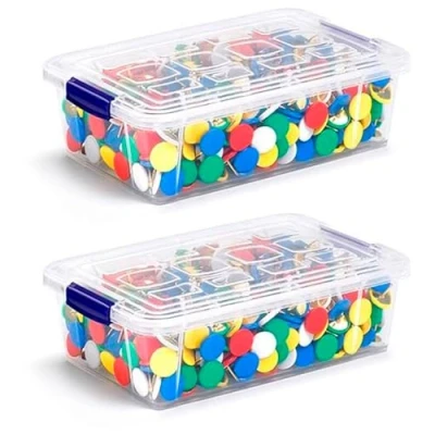 Imagen de AC Pack 2 Mini Cajas de Almacenamiento Transparente Fabricado en plástico Contenedor para almacenarbotones, Hilo o Alimentos 3,8 x 12 8 cm 200 Ml
