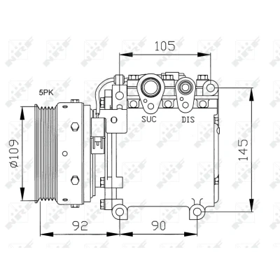 Imagen de NRF 32049 compresor de Aire Acondicionado MSC90C 12 PAG 100 con aceite MITSUBISHI: Lancer 6 Limousine