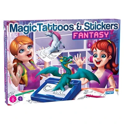 Imagen de Falomir Juguetes Mis Tatuajes y Pegatinas Fantasía. Juego de Mesa. Manualidades, Multicolor (31055)