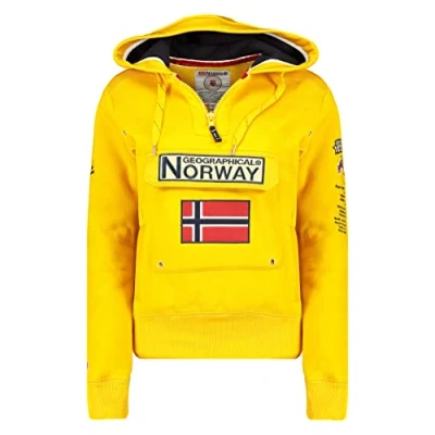 Imagen de Geographical Norway Gymclass Lady Sudaderas Mujer con Capucha Y Bolsillos Sudadera Manga Larga Chaqueta Caliente Cremallera Jersey Mujeres Primavera Verano Otoño Invierno (Mostaza L)