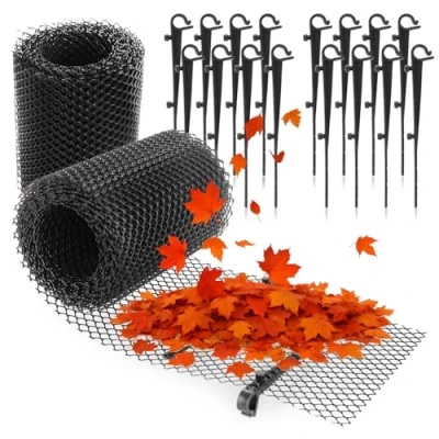 Imagen de com four® 2X Set de protección canalón 6 Metros con Clips cortable a Medida y Resistente la Intemperie Redes (2 Piezas Antracita)