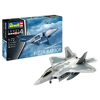 Imagen de Revell 03858 Kit Modelo Lockheed Martin F 22A Raptor, Escala 1:72 detallado plástico, Color sin Pintar, 1/72