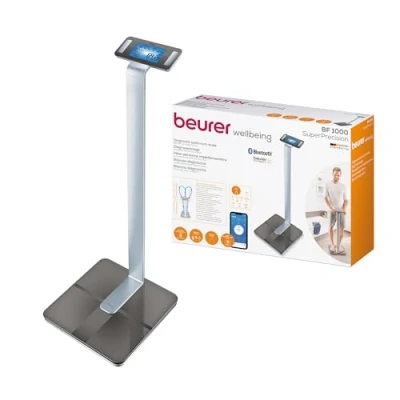 Imagen de Báscula de baño Beurer BF1000, 10 Memorias + Modo invitado, Hasta 200 kg, Apagado automático, 8 Electrodos, Gris