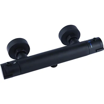 Imagen de Cornat NERS3 Noir Grifo termostático para Ducha (latón Negro Mate, Manilla de selección Temperatura y Bloqueo Agua Caliente, Montaje en Superficie), Color