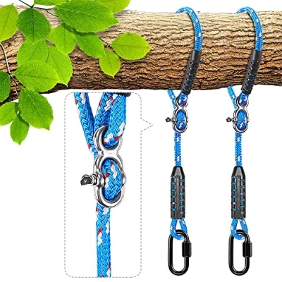 Imagen de Besthouse Tree Swing Cuerdas, Hamaca árbol Columpios Colgando Correas, Ajustable Extensible, para al Aire Libre Playground Set Accesorios, 2M y 450KG Capacidad, Diámetro 10mm, 2 Pack