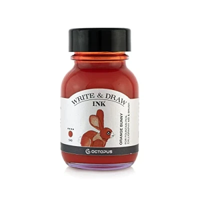 Imagen de Octopus Write and Draw Ink 549 Orange Bunny tinta de caligrafía resistente al agua para escritura y dibujo, caligrafía, dibujo a la luz, color naranja, 50 ml
