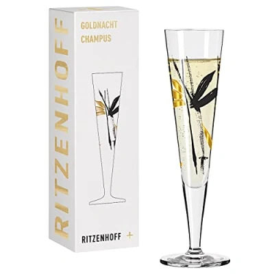 Imagen de Ritzenhoff 1071022 Copa de champán 200 ml Serie Goldnacht No. 22 Noble pieza diseño con oro auténtico Made in Germany