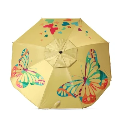 Imagen de Atosa sombrilla de playa reclinable aluminio modelo con upf 50+ amarillo