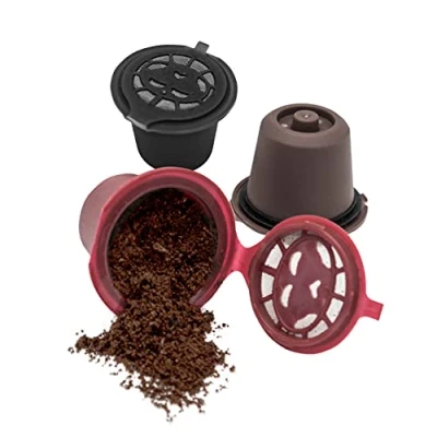 Imagen de NERTHUS FIH 821 Cápsula reutilizable (3 unidades), Cápsulas de Plástico, Resistentes, Reutilizables, Compatibles Nespresso.