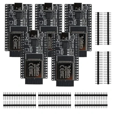 Imagen de AZDelivery ESP32 Board Dev Kit C V4 NodeMCU Wifi Desarrollo sin soldar con conector USB compatible Arduino, incluye libro electrónico (módulo sucesor de C)