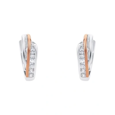 Imagen de Amor Creoles Joyas de plata ley 925 para mujer, con circonita sintética, 1,2 cm, bicolor, en caja regalo, 2026218