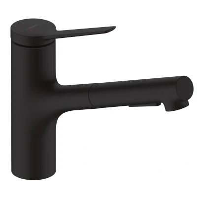 Imagen de hansgrohe 74800670 Mezclador de Cocina Monomando, Negro Mate, ComfortZone 150mm / 2 tipos chorro